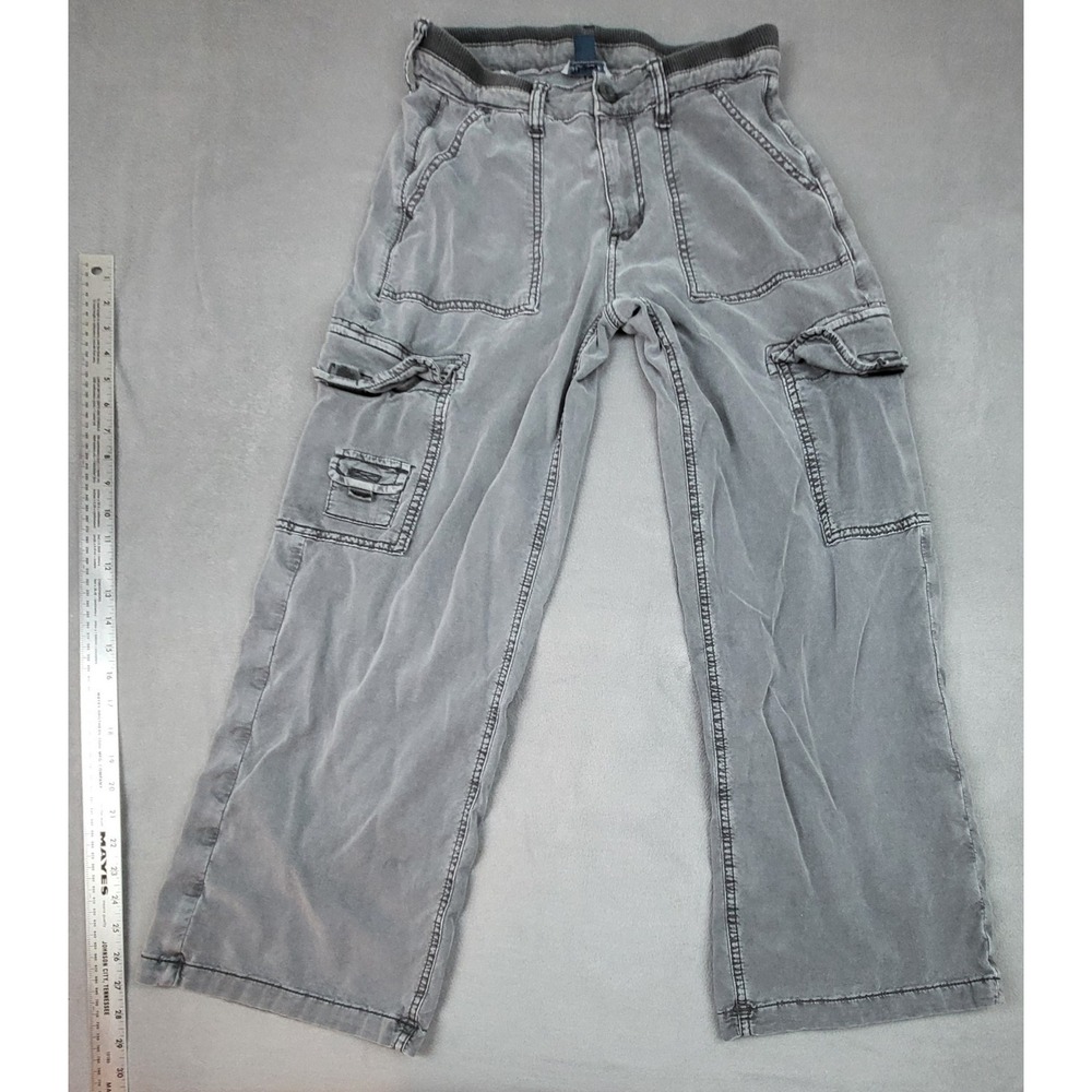 American Eagle Short Cargo Pants Womens 00 Gray Lightweight Baggy Loose Trousers